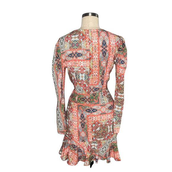 NEVER FULLY DRESSED Hope Mini Dress Colorful Boho Short V-Neck UK Size 8 US S - Picture 3 of 5